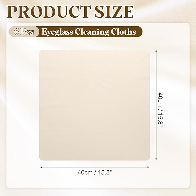 PATIKIL 6Pcs Soft Eyeglass Cloths, 15.8 x 15.8 Electronics Microfiber Cleaning Cloths Eyeglass Cleaning Fabric for Lens Wipes Glasses Cleaner Jewelry LCD Screens Cameras, Beige