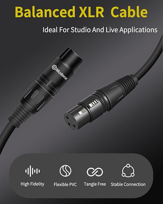 XLR Female to Female 10FT 2Pack,Microphone Wire with Balanced Shielded,3-pin XLR Adapter