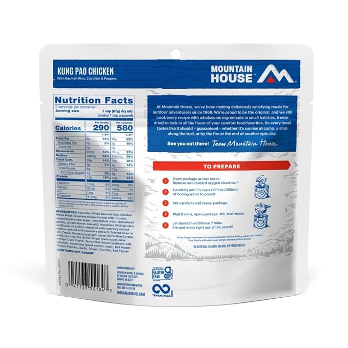 Mountain House Kung Pao Chicken | Freeze Dried Backpacking & Camping Food | Gluten-Free | 2 Servings