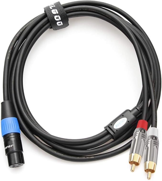 Unbalanced XLR Female to Dual RCA Y Splitter Breakout Cable, 1 XLR Female to 2 RCA Male Y Breakout Cable Adapter Cord, 10 Feet