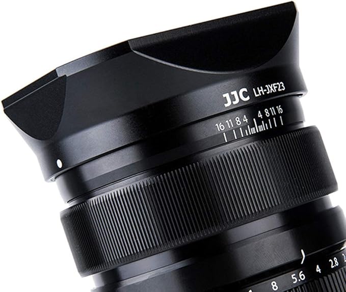 JJC LH-JXF23 Black Bayonet Metal Square Lens Hood for FUJINON XF 23mm F1.4 R XF 56mm F1.2 R XF 56mm F1.2 R APD, with Front Cap, Fuji 23mm F1.4 XF 56mm F1.2 Lens Hood, Replaces Fujifilm LH-XF23