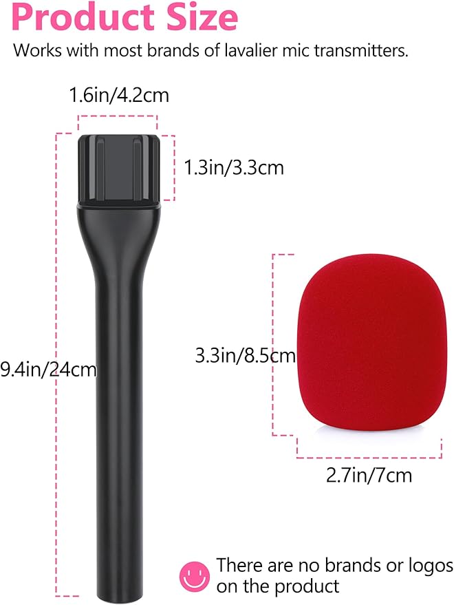 YOUSHARES Handheld Adaptor with Foam Cover, Compatible with Rode and DJI Wireless Microphones for Interviews (Red Foam)