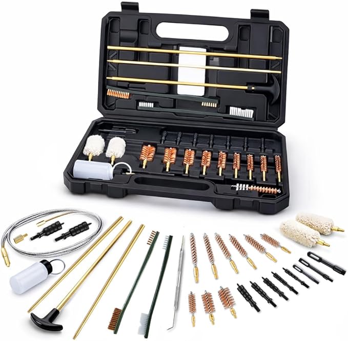 Gun Cleaning Kit Universal Supplies for Rifle Pistol Shotgun with Portable Carrying Case for 12Ga 20Ga .22 5.56mm .223 Chamber .243/6MM .270/284 .30/308 357/38 9MM .40 .45