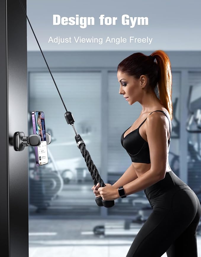 Magnetic Phone Holder for Gym Golf Cart, 360° Rotatable Gym Phone Holder Camera Bracket Workout Record, or Any Metal Surface, Gym Magnet Phone Mount Cradles Compatible with 4.7-7" Phones