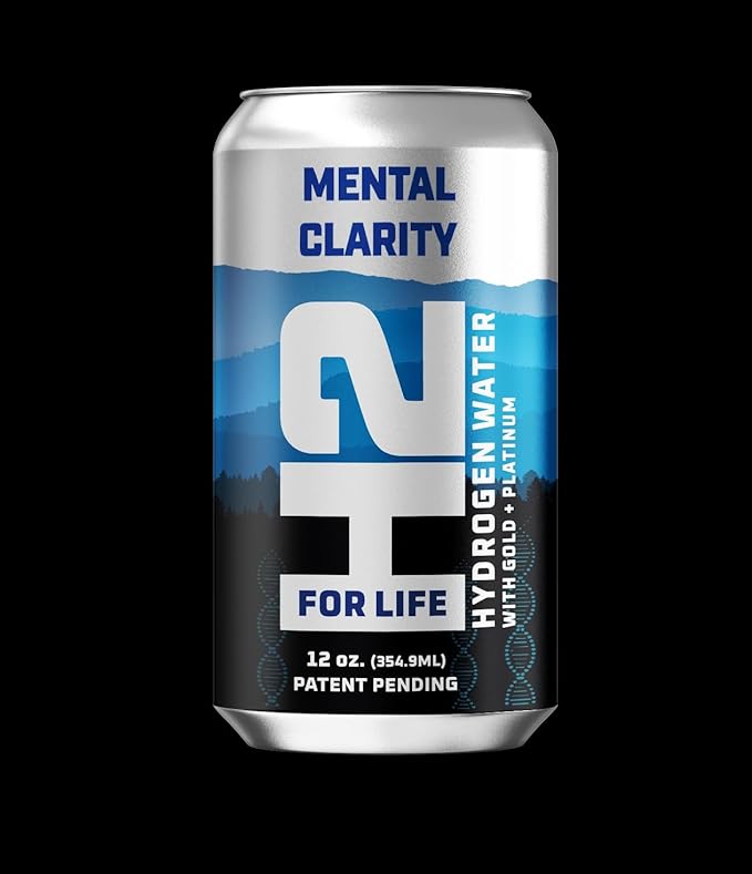 H2ForLife - Mental Clarity Hydrogen Rich Spring Water with Gold & Platinum Infusion, Focus & Energy Beverage, 12 oz per Can (Pack of 6)