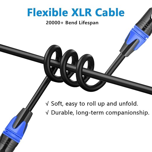 6FT XLR Cables, Gold-Plated 3 Pin Microphone Cables XLR Male to Female Mic Cord with Colored Connectors, Ideal for Microphone Audio Mixer Stage Light (4 Pack)