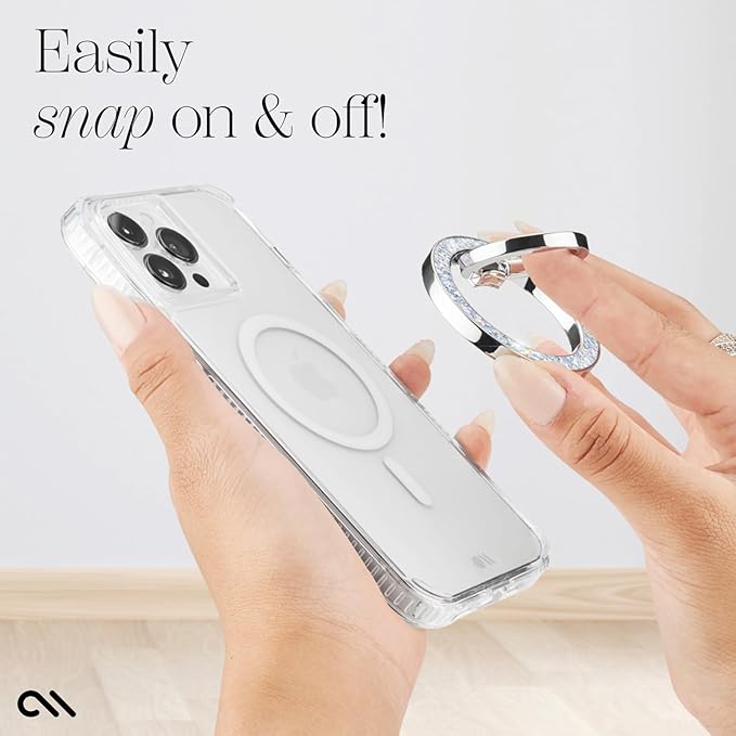 Case-Mate Magnetic Phone Ring Holder & iPhone MagSafe Stand - Removable MagSafe Phone Holder for Hand - Thin Collapsible Grip Ring for iPhone 17 Pro Max /16 Pro Max/15/14/13/S25 Ultra - Twinkle Disco