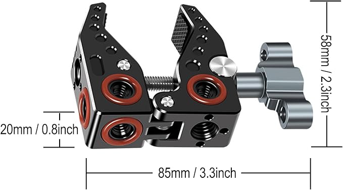 Super Clamp Mount for Camera Gripper Monitor 360° Ball Head Magic Arm Dual Ball Head Adapter with 1/4 and 3/8 Threads for Canon Nikon DSLR/Gopro/LED Light/Ronin-M/Ronin MX/Freefly MOVI-A025