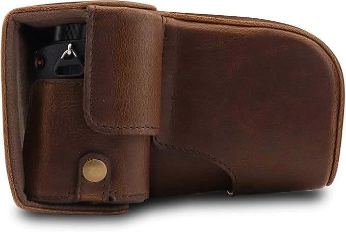 MegaGear MG1661 Ever Ready Leather Camera Case Compatible with Sony Alpha A6400 (18-135mm) - Brown