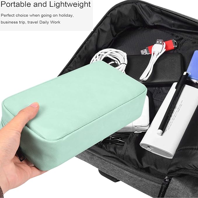 Electronic Organizer Travel Cable Accessories Bag, Electronic Organizer Case, Electronic Accessories Organizer Bag for Cable, Cord, Charger, Phone, Power Bank, Earphone (Big-Mint Green)