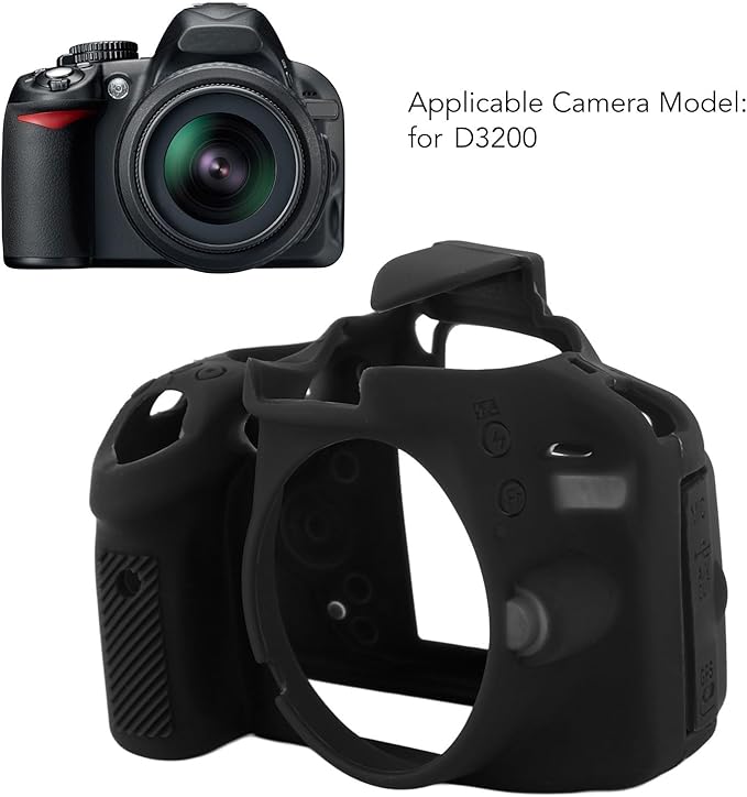 Silicone Camera Case for D3100, Rubber Housing Protective Cover Anti Shock Anti Slip DSLR Skin Cover, Full Body Detachable Cage (Black)