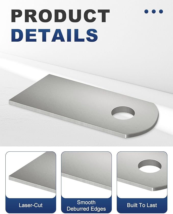60 Pcs Weld on Tabs, Universal Shock Mount Flat Tab Bracket 1" W, 2-3/8" H, 3/8" Hole, 1/8" Thickness, Mild Steel Tabs Weld on Shock Mounts for Easy Welding