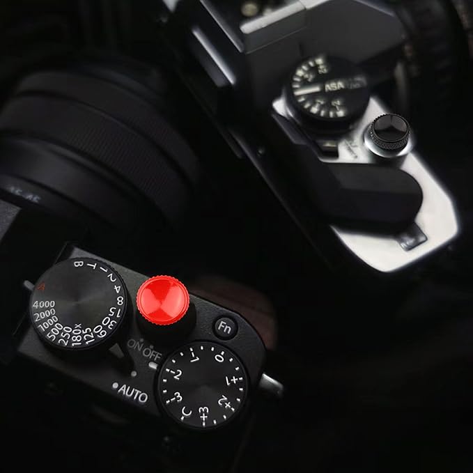 Yullmu Camera Shutter Button 2 Pack (Red & Black) Pure Copper Soft Release 1/4 Inch Thread Compatible with Fuji X-T5 3 4 X100V X-T30 Leica M9 Nikon DF and More Comfortable & Easy to Install