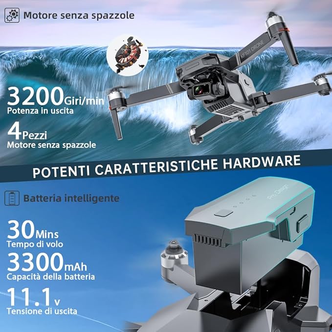 X-Verse KF101MAXS Drones with Camera for Adults 4K EIS, 5KM RC Distance, 3-Axis Gimbal, Professional Drone with Brushless Motor, Digital GPS Transmission Quadcopter (2 Batteries for 60min Max Flight Time)