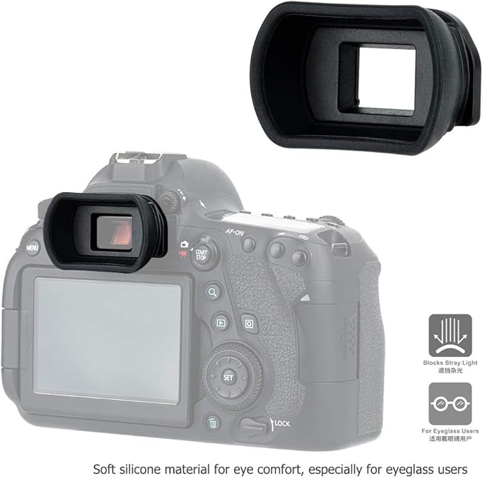 Kiwifotos Long Soft Viewfinder Eyecup Eyepiece for Canon EOS 90D 80D 70D 60D 77D 6D Mark II 5D Mark II Rebel T7 T6 T5 T100 T8i T7i T6s T6i T5i T4i T3i T2i T1i SL3 SL2 SL1 4000D 50D 40D 30D and More
