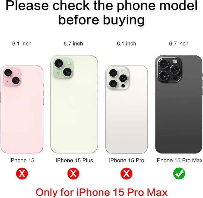 2PCS for ASDAWN Back Rear Camera Lens Glass Replacement for iPhone 15 Pro Max 6.7 Inches with Pre-Installed Adhesive, ASDAWN Back Camera Lens Glass kit with Installation Manual + Repair Tool Set