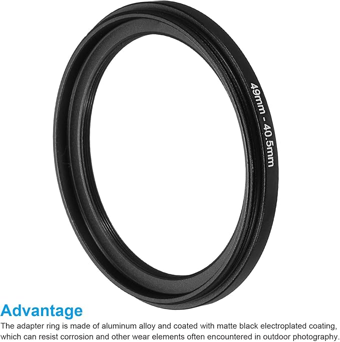 PATIKIL 49mm-40.5mm Metal Step Down Ring, Camera Lens Filter Adapter Ring Aluminum Filter Adapter Ring for Camera Lenses Hood, Black