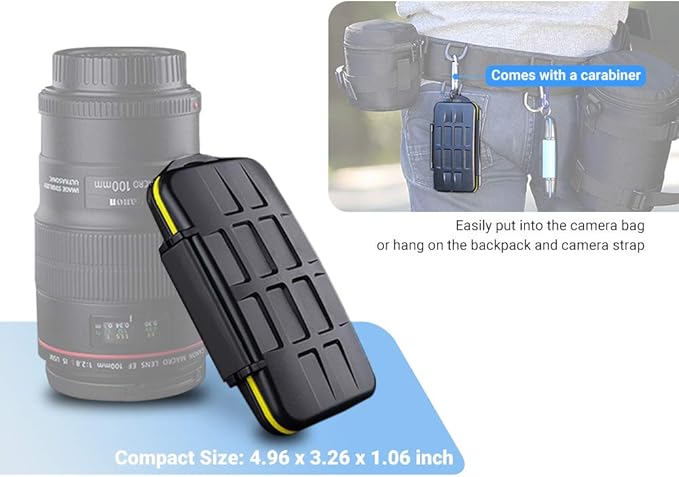 6 Slots CF Card Holder, CF Card Case, Professional Water-Resistant Anti-Shock CF Card Protector Storage for Canon 400D 350D 50D 40D 30D 7D Mark II 7D 5DS R 5D Mark IV III II 1D Mark II Nikon D810 D800