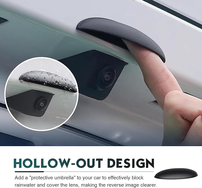 Car Rear View Camera Cover, Waterproof Anti-Rain Shield for Unobstructed View, ABS Wider Anti-Glare Reversing Cam Protector, Self-Adhesive Backup Lens Guard for Cars (Black)
