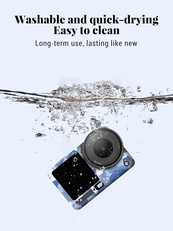 ZBAGUG for DJI Action 6 Skin Full Body Wrap, Anti-Scratch Waterproof Protective Sticker, Full Coverage Action Cam Wrap, for DJI Action 6 Accessories, Camouflage Blue