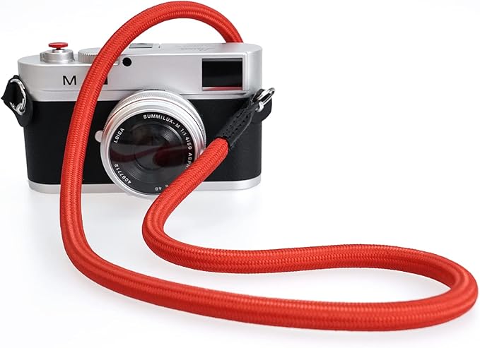 Camera Shoulder Strap Climbing Rope Camera Neck Strap for Mirrorless and DSLR Cameras, with Lens Cap Keeper (Red)