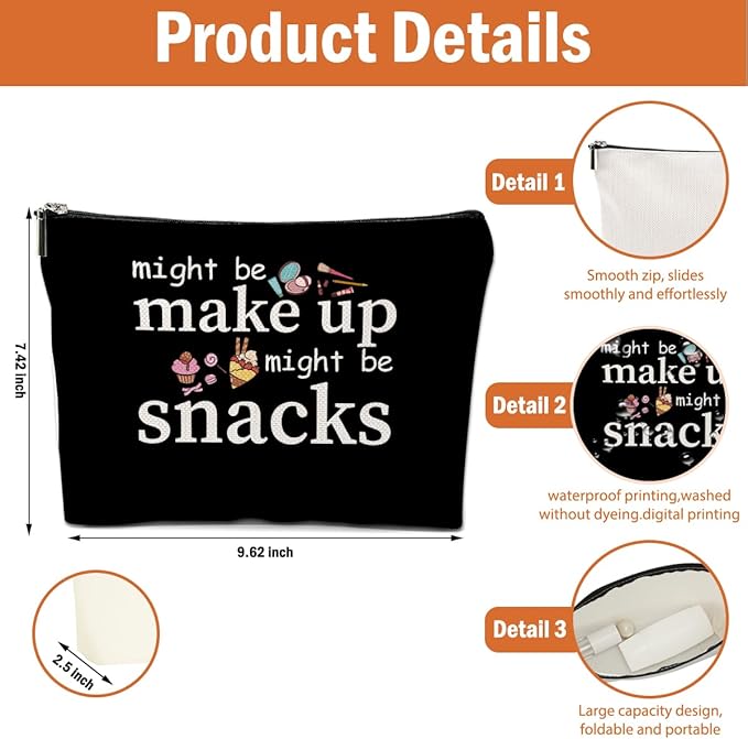 4 PCS Friend Gifts for Women Makeup Bag, Snack Bags, Funny Gifts Cosmetic Bags, Sister Birthday Christmas Graduation Friendship Gift for Daughter from Mom - might be makeup might be snacks