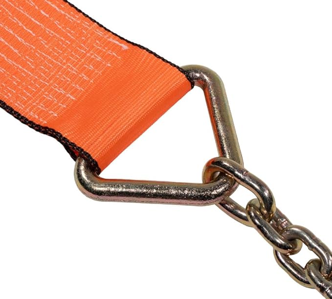 Mytee Products 4 Pack 4" x30' Winch Strap with Chain Anchor - 6670 lbs High Abrasion 18" Chain Extension with Grab Hook - 4 Inch Heavy Duty Tie Down Straps for Flatbed Truck Utility Trailer