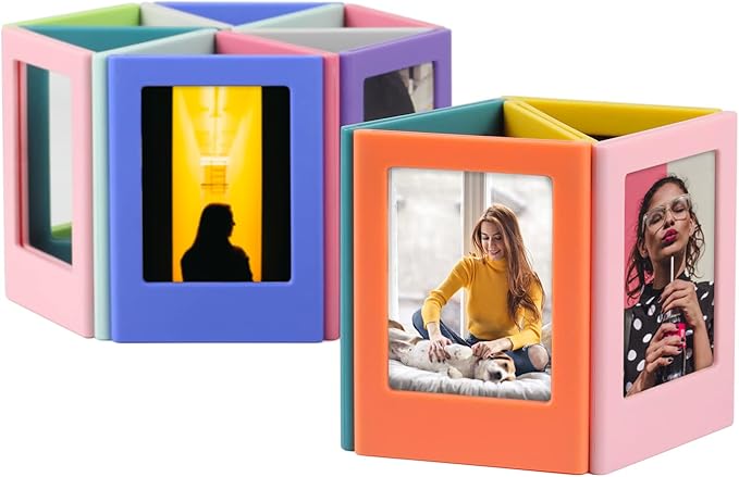 TARASEEL Magnetic Mini Photo Frame with Clear Protective Cover for Polaroid Fujifilm Instax Mini 7s 8 9 11 12 25 50s 70 90 EVO, NONS SL42 SL645 for Office Cabinet Fridge, Pack of 12. (12 Colors)