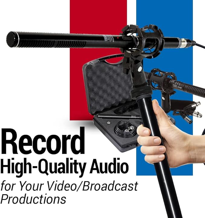 VidPro XM-88 Professional Video & Broadcast Shotgun Microphone Kit, 13-Piece, XLR, Aluminum Alloy, for Recording, Live Streaming, Music, Speaking, Interviews