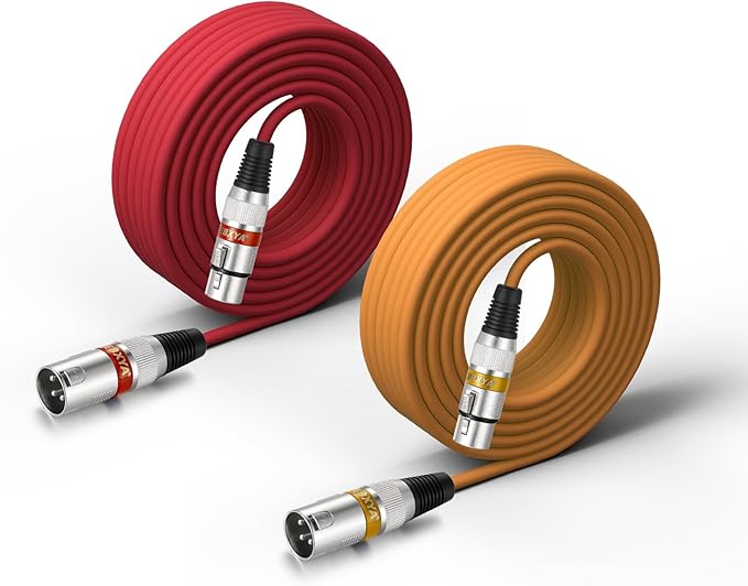EBXYA XLR Cable 35 Feet 2 Pack - 3-Pin Balanced XLR Male to Female Microphone Cable for Mic Mixer, Recording Studio, Podcast