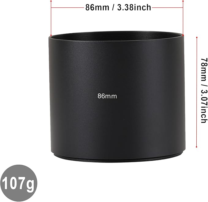 FocusFoto 86mm Long Metal Telephoto Tele Lens Hood Shade