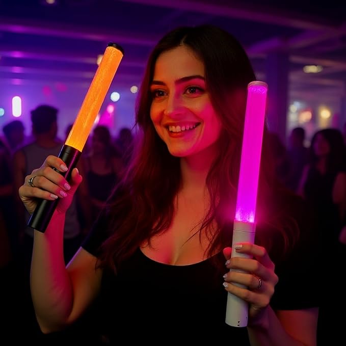 LED Glow Sticks Reusable Glow Party Favor Supplies Multicolor Light Up Stick Idol Concert LED Flashing Bright Glow Lightsticks for Wedding, Birthday, Raves, Concert, Halloween, Christmas (White-2Pack)