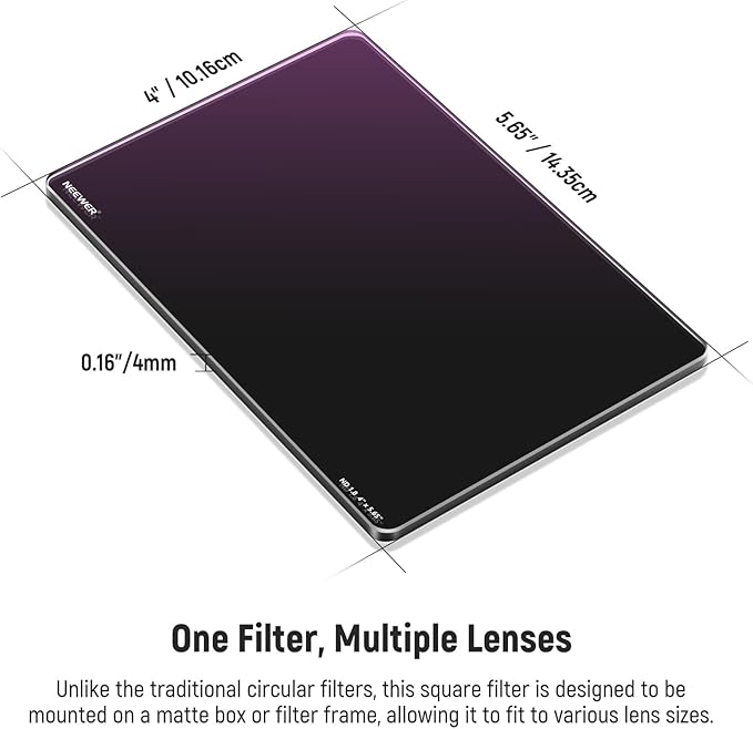 NEEWER 2 Pack ND0.9/1.8 (3/6 Stops) Square ND Filter, 4"x5.65" Dual Sided 30 Multi Nano Coated Cinema Neutral Density Filter for NEEWER Matte Box Compatible with Tilta Compatible with SmallRig