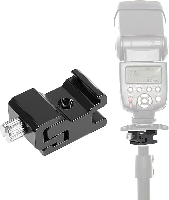 6 Pack 1/4" Cold Shoe Mount Adapter and 1/4" Hot Shoe Mount Adapter, 20 Screw Thread Cold Shoe Flash Stand Adapte for DSLR Camera Rig, Camera Flash Shoe Mounts for Tripod