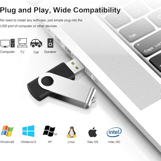 KEXIN 100 Pack 1GB USB Flash Drive Bulk Pack Thumb Drive Bundle USB Drives Jump Drive USB Stick 1 GB Swivel Design Memory Stick Black