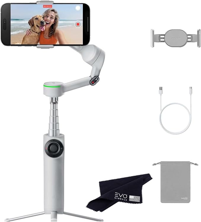 Insta360 Flow 2 Pro Grey- AI-Powered Smartphone Stabilizer, Auto Tracking Phone Gimbal, 200+ App Tracking with Apple DockKit, 3-Axis Stabilization, Built-in Tripod/Selfie Stick, Portable & Foldable