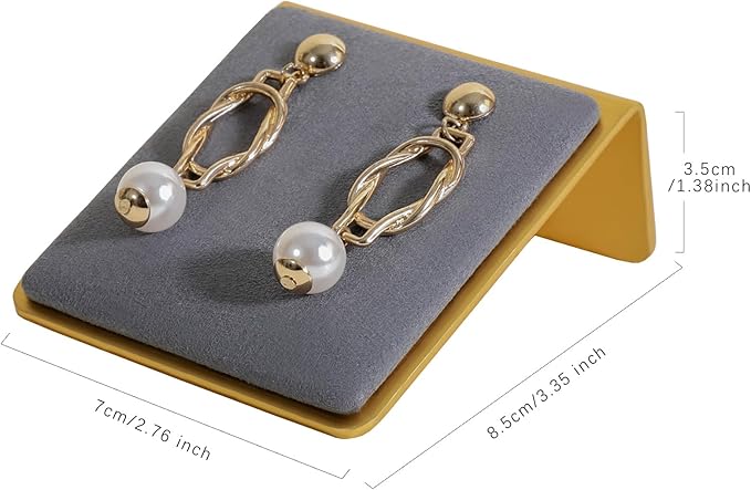 GemeShou Velvet earrings holder for girls, Grey earring organizer board, Gold earring stand display for selling【Grey】