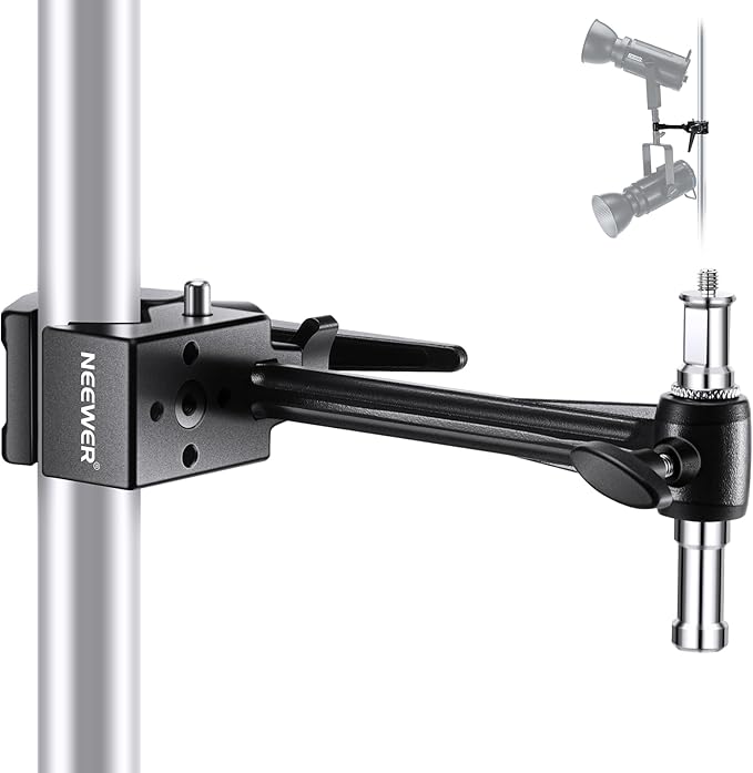 NEEWER Super Clamp with 6" Extension Arm, 5/8" Stud, 2.4" Jaw Grip Heavy Duty Crab Pole Clamp for Round Pipe Flat Surface,for Photography Studio Camera Lighting Mounting, Max Load 33lb/15kg