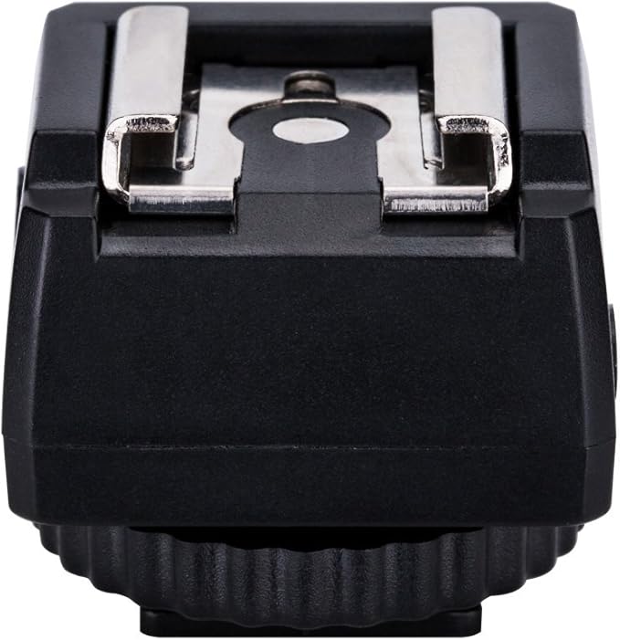 JJC Standard Hot Shoe Adapter with Extra PC sync Connection Port & 3.5mm Mini Phone Connection Port for Connecting Cameras to Additional Off-Camera Flash, Studio Light / Strobes or Other Accessories