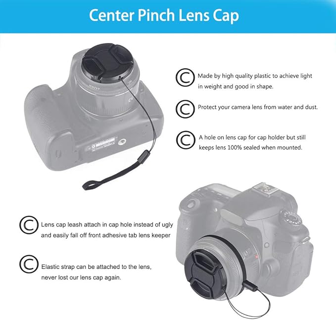 Veatree 77mm Lens Hood Set, Collapsible Rubber Lens Hood with Filter Thread + Reversible Tulip Flower Lens Hood + Center Pinch Lens Cap + Microfiber Lens Cleaning Cloth