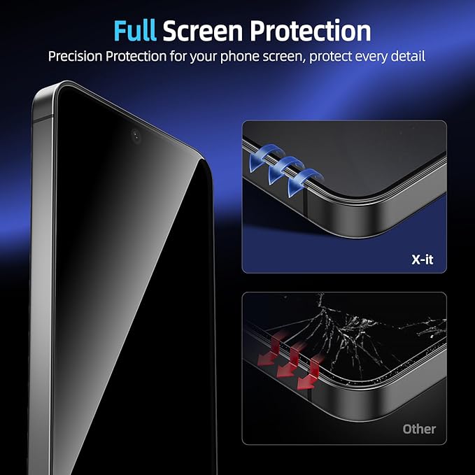 X-it for Samsung Galaxy S25 Screen Protector Privacy 6.2" [Auto Alignment/Dust Removal],Bubble-Free,[100% Ultrasonic Fingerprint ID] Easy Installation Full Coverage Anti-Spy [Non-Glass] 2 Packs