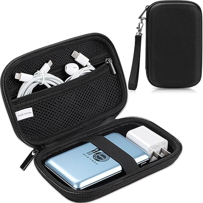 2Pack Hard Drive Carrying Case Storage Organizer Bag,Hard Travel Electronic Organizer Case for Power Bank Chargers Cables USB Flash Drive SD Card Mouse Electronic Accessories Bag(Black+Gray)