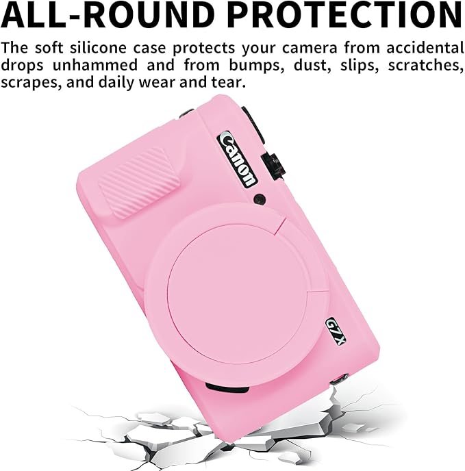 Easy Hood G7X Mark II Case, Protective Case for Canon Powershot G7X Mark II Digital Camera, Removable Lens Cover Silicone Sleeve Soft Camera Cover Rubber Protective Body Skin - Pink