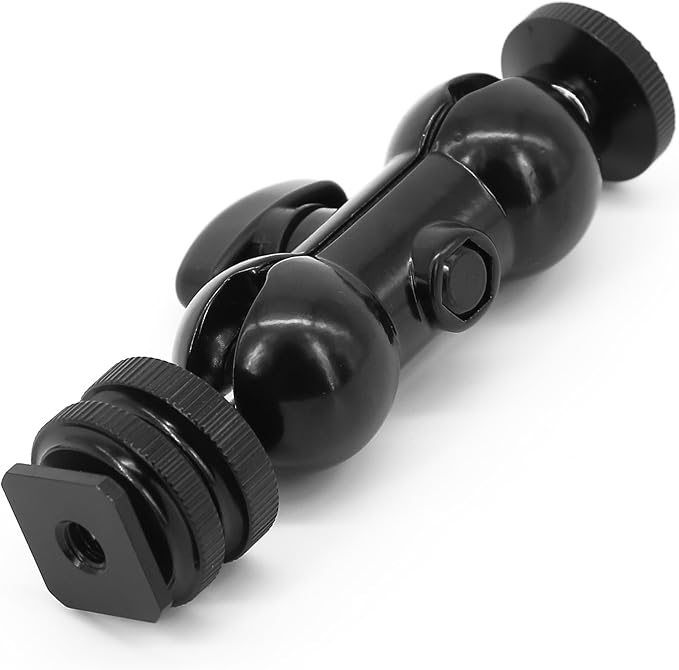 Ball Head Shoe Mount 1/4" Hot Shoe Mount Double Ballhead 1/4" Tripod Screw Multi-Function for LCD Monitors,Led Light,Microphone