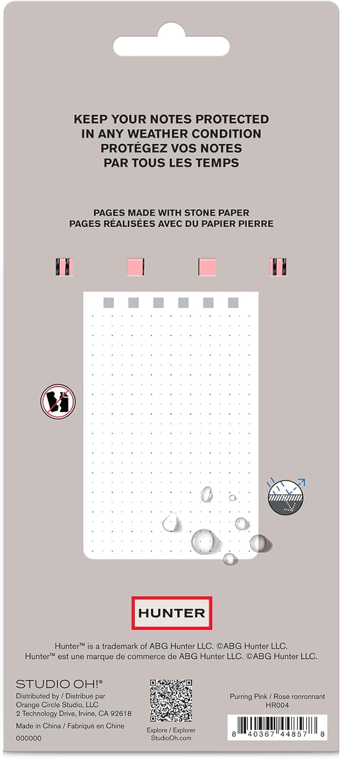 Hunter - All Weather Field Book, 5.75” X 3.6” 128 Pg Outdoor Notebook With Elastic Band to Protect Notes, Pocket Journal With Dot Grid Stone Paper for Surveying, Water & Tear Resistant, Purring Pink