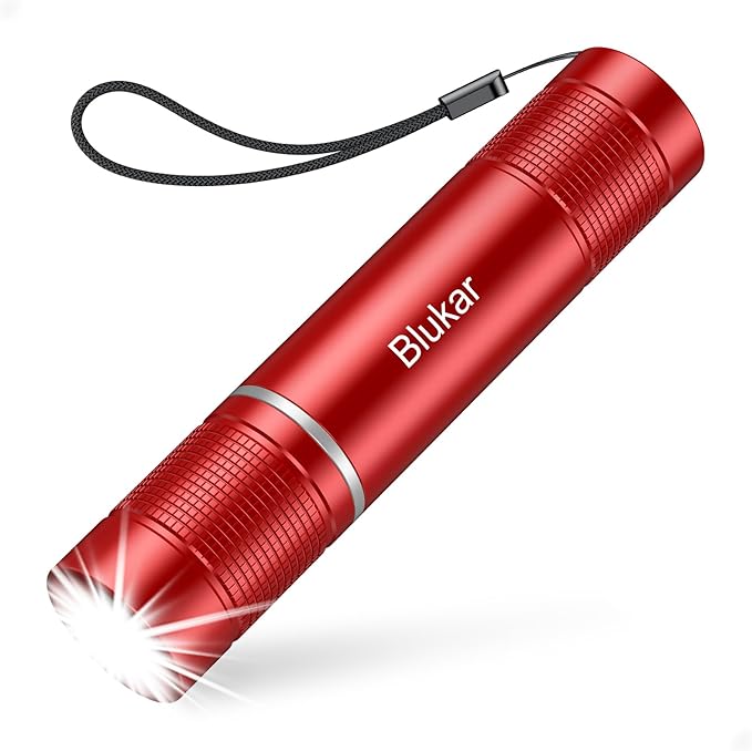 Blukar Flashlight Rechargeable, High Lumens Flashlight, Super Bright Small LED Flash Light- Zoomable, Adjustable Brightness, Long Lasting for Camping, Outdoors and Home Emergency-Red