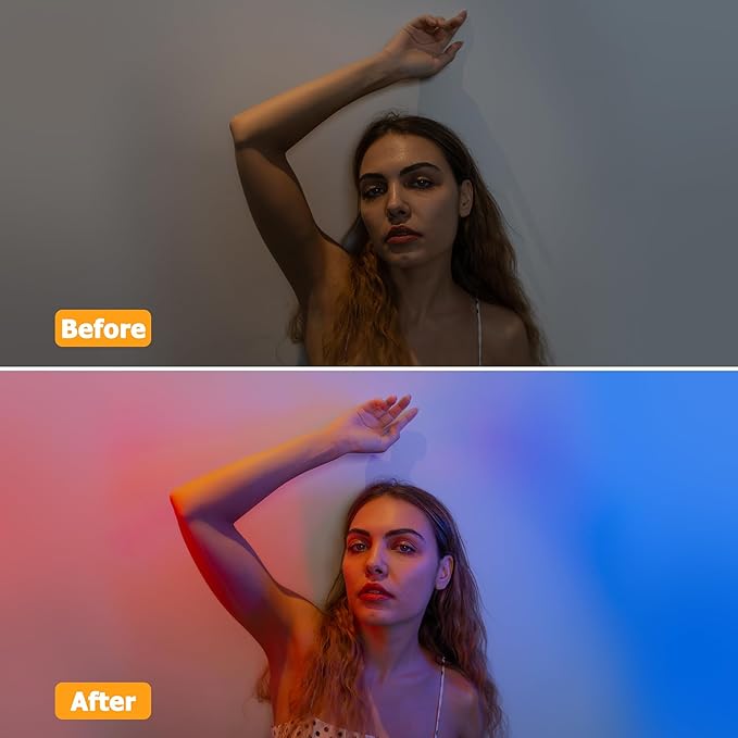 JJC RGB Video Light, 360°Full Color 24 Effects 2600mAh Rechargeable 2500-8500K Magnetic LED Camera Light, 1/4" Screw Mount Cold Shoe Light, Portable Light for Photography Video Streaming