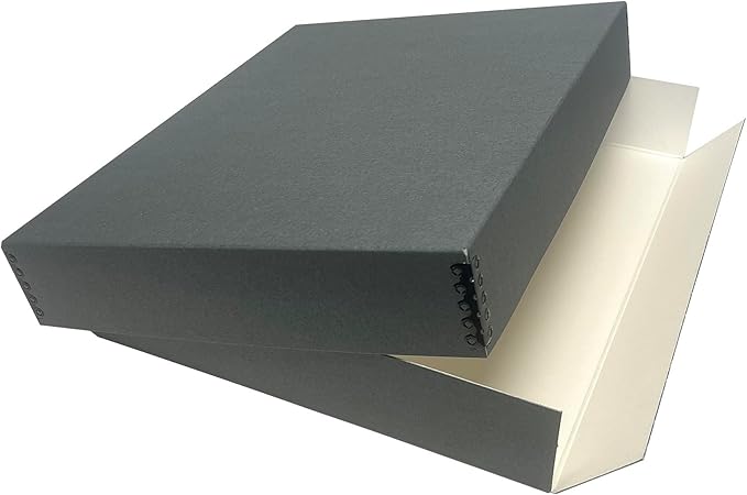 Lineco Museum Archival Storage Box, 14.75x18.75x3 in. Drop Front Design. Acid-Free with Metal Edge. Organize Photos, Pictures, Prints, Documents, Crafts, DIY. Gray, 1 Pack