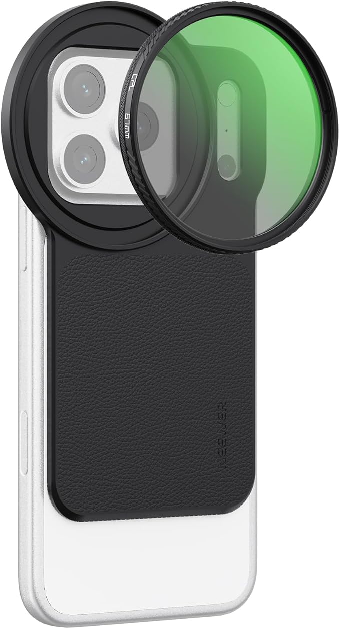 NEEWER 6.9" Magnetic Phone Lens Filter Mount Adapter Backplate Accessories & 67mm CPL Filter Circular Polarizing Polarizer Compatible with MagSafe iPhone 12/13/14/15/16/17 Pro Max & 14/15/16 Plus