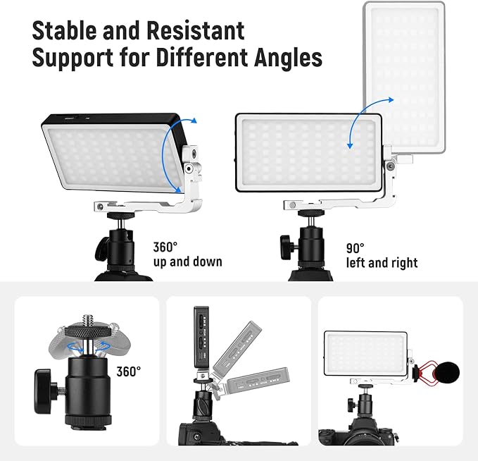 NEEWER RGB Video Light, 2500-10000K CRI97+ On Camera Selfie Light with App & 2.4G Control, 18 Light Scenes, 4300mAh Battery for Photography, SL90